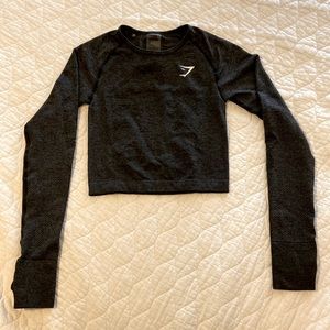 Gymshark Vital Seamless Long Sleeve Crop in Dark Grey sz XS